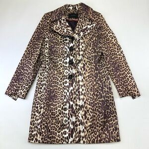 Tahari cheetah trench coat blazer Womens Fits 10 12 lined Animal print